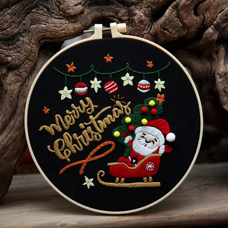 Round Christmas pendant design on display with festive holiday background