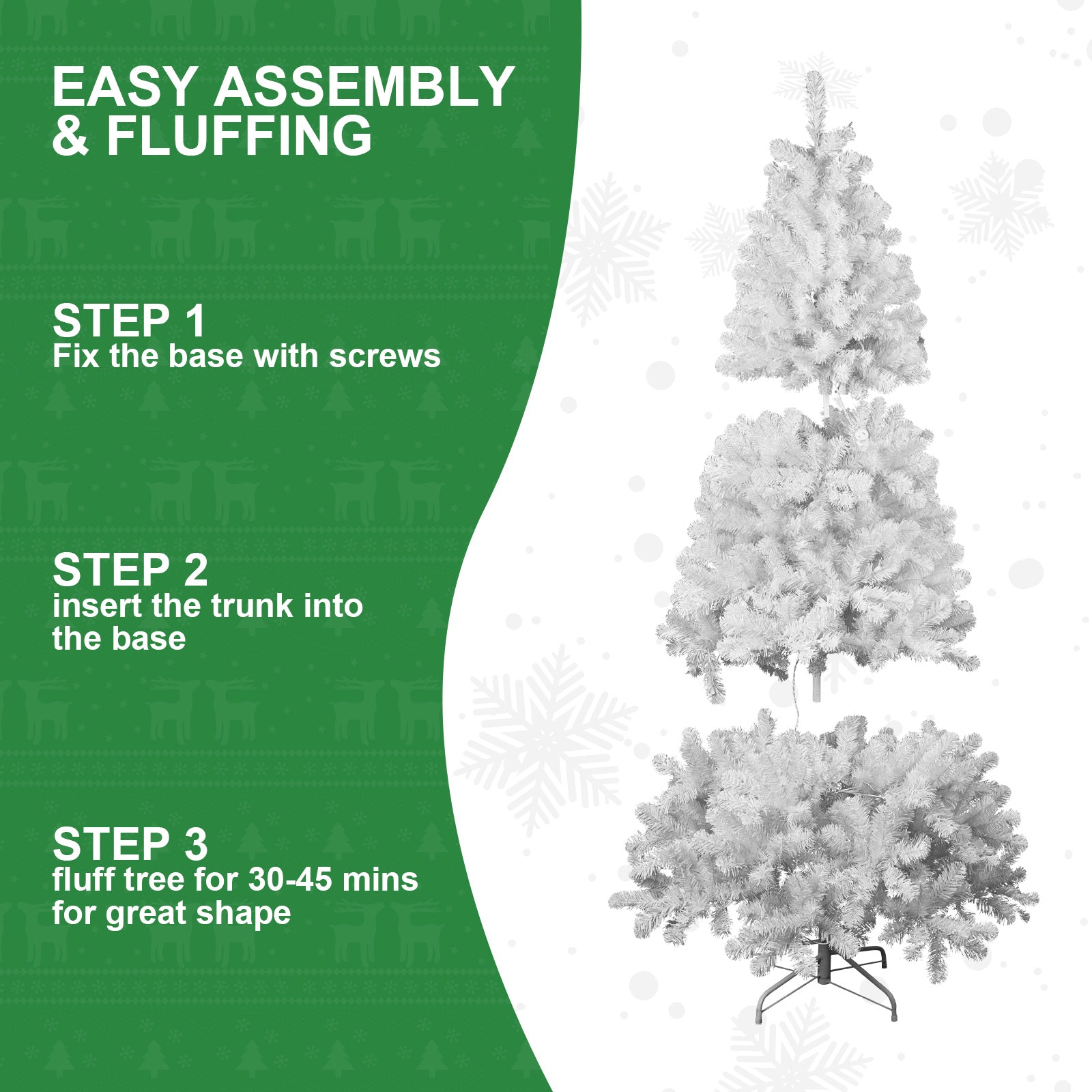 Side angle view of assembled PVC Christmas Tree