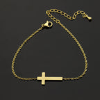 Jesus Christ Cross Bracelet in gold tone with geometric design