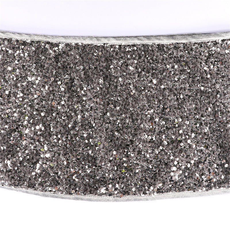 Christmas tree skirt highlighting pastoral festive style with sequin accents