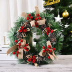 Christmas garland displaying three flowers and winter elements