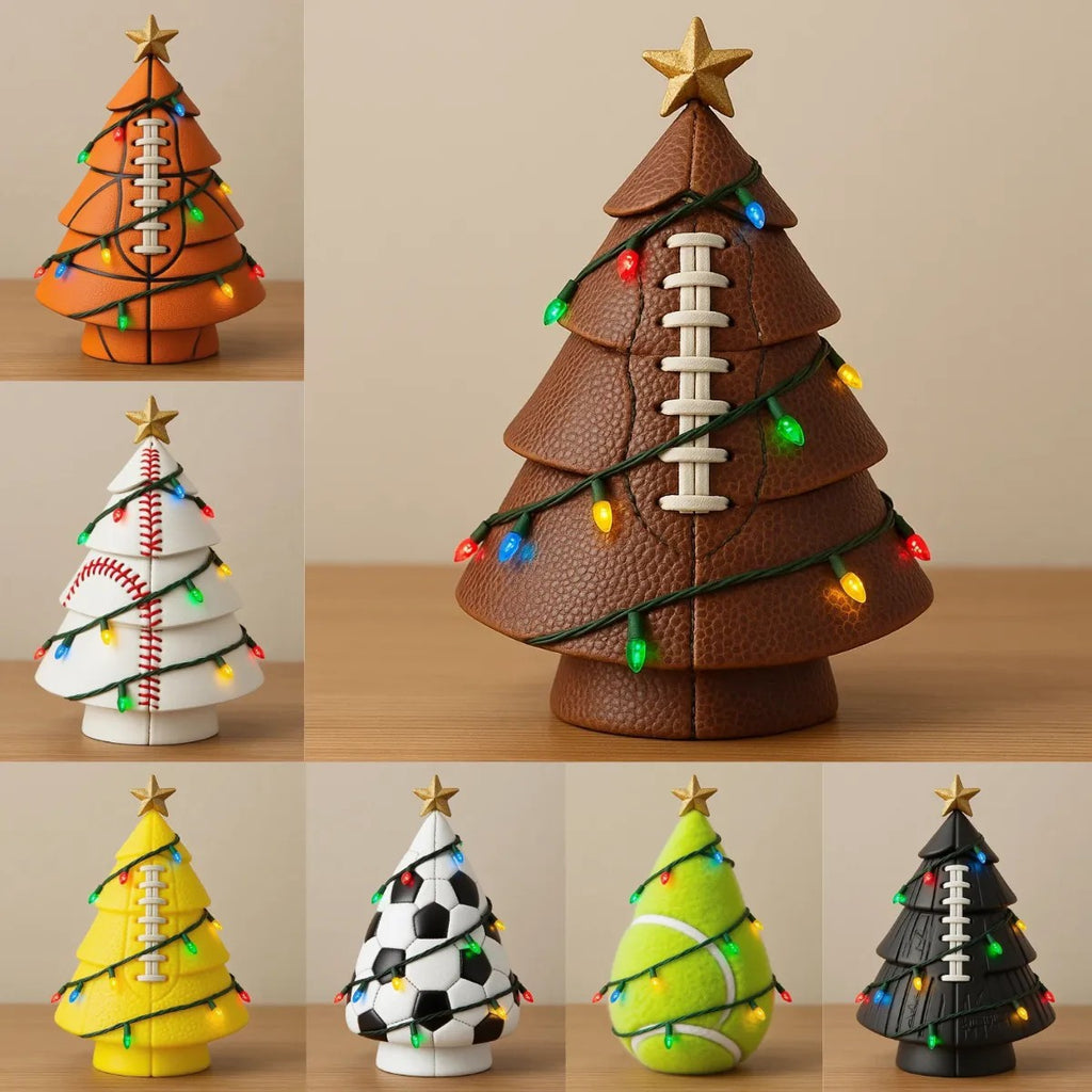 Rugby Christmas tree ornament A with festive holiday styling