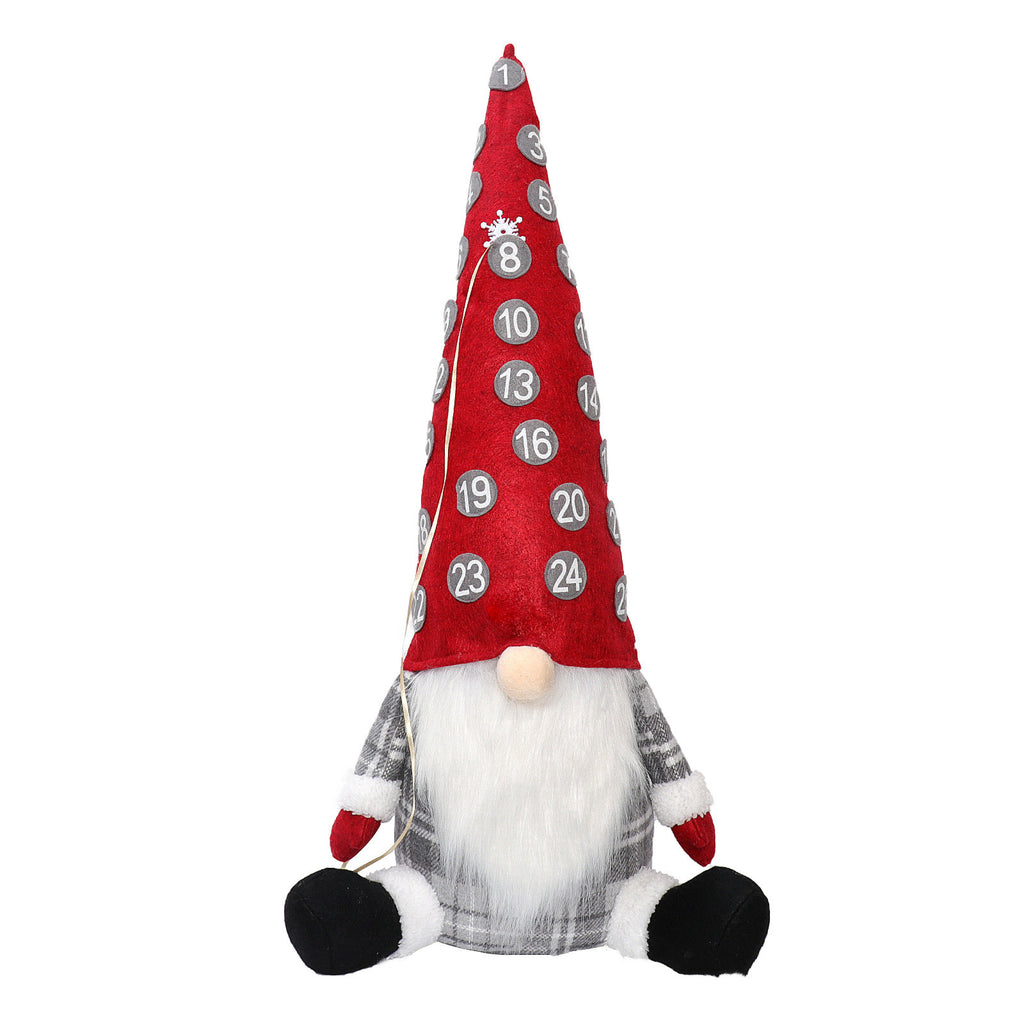 Set of two Christmas countdown dolls featuring gray and red hat designs - festive ornaments