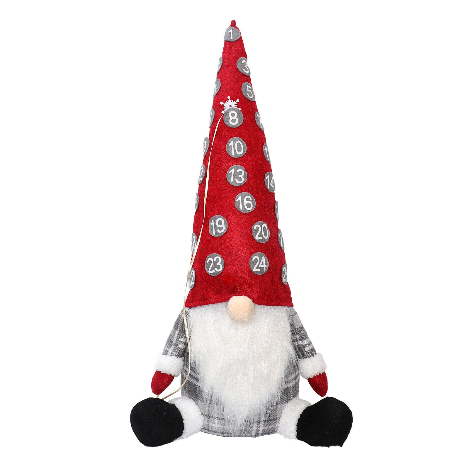 Set of two Christmas countdown dolls featuring gray and red hat designs - festive ornaments