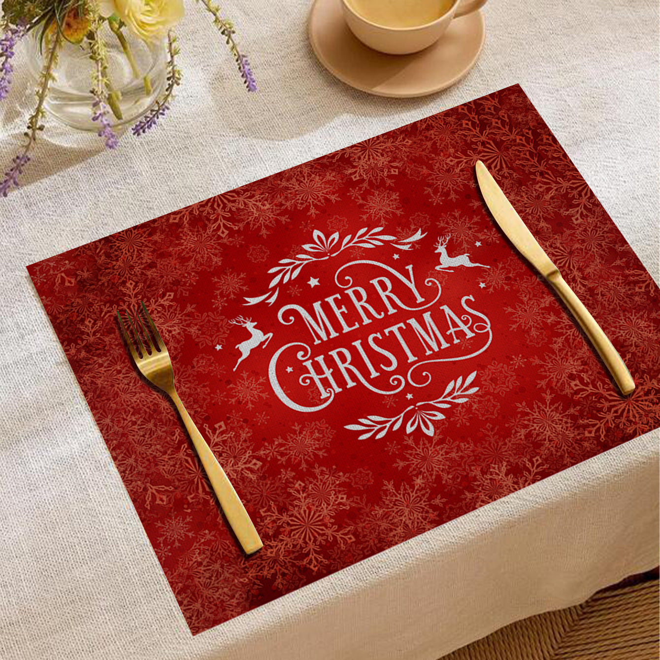 Christmas Linen Placemat - Christian Home Decor - Christian Home Decor
