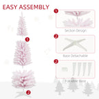 Full view of 7ft pink pencil Christmas tree as focal point in holiday home decor