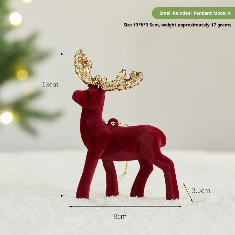 Flocked Sequined Elk Christmas Ornament - Christian Home Decor