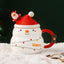 White snowman ceramic Christmas cup with festive holiday design for seasonal home decor