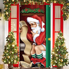 Christmas door curtain decoration showcasing traditional holiday festive elements