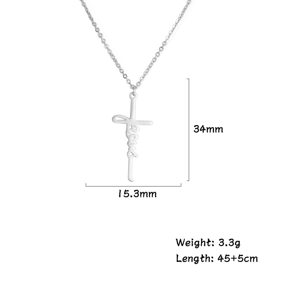 Jesus cross necklace packaging and pendant detail