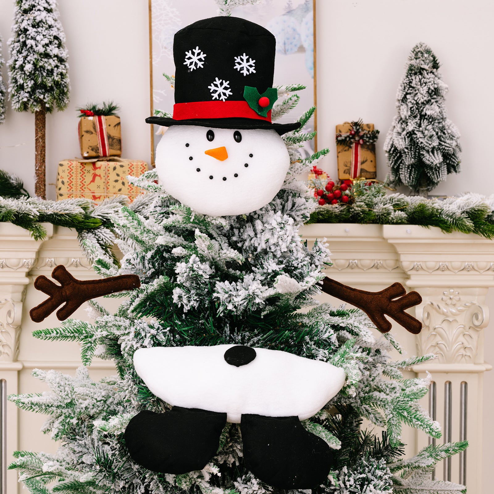 Handcrafted-style cloth ornament for Christmas tree crown