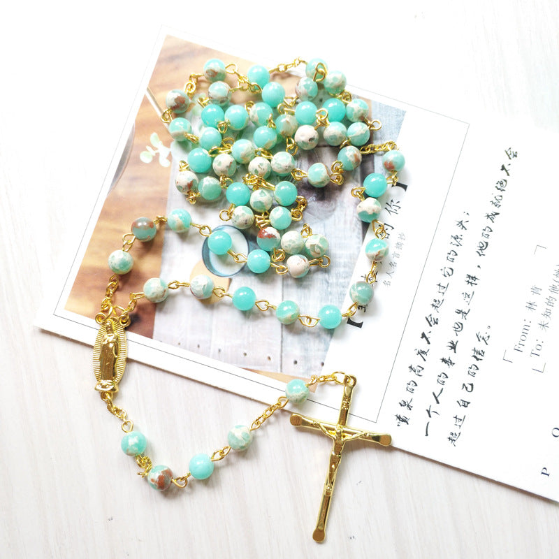 Adjustable round bead chain necklace in classic faith style