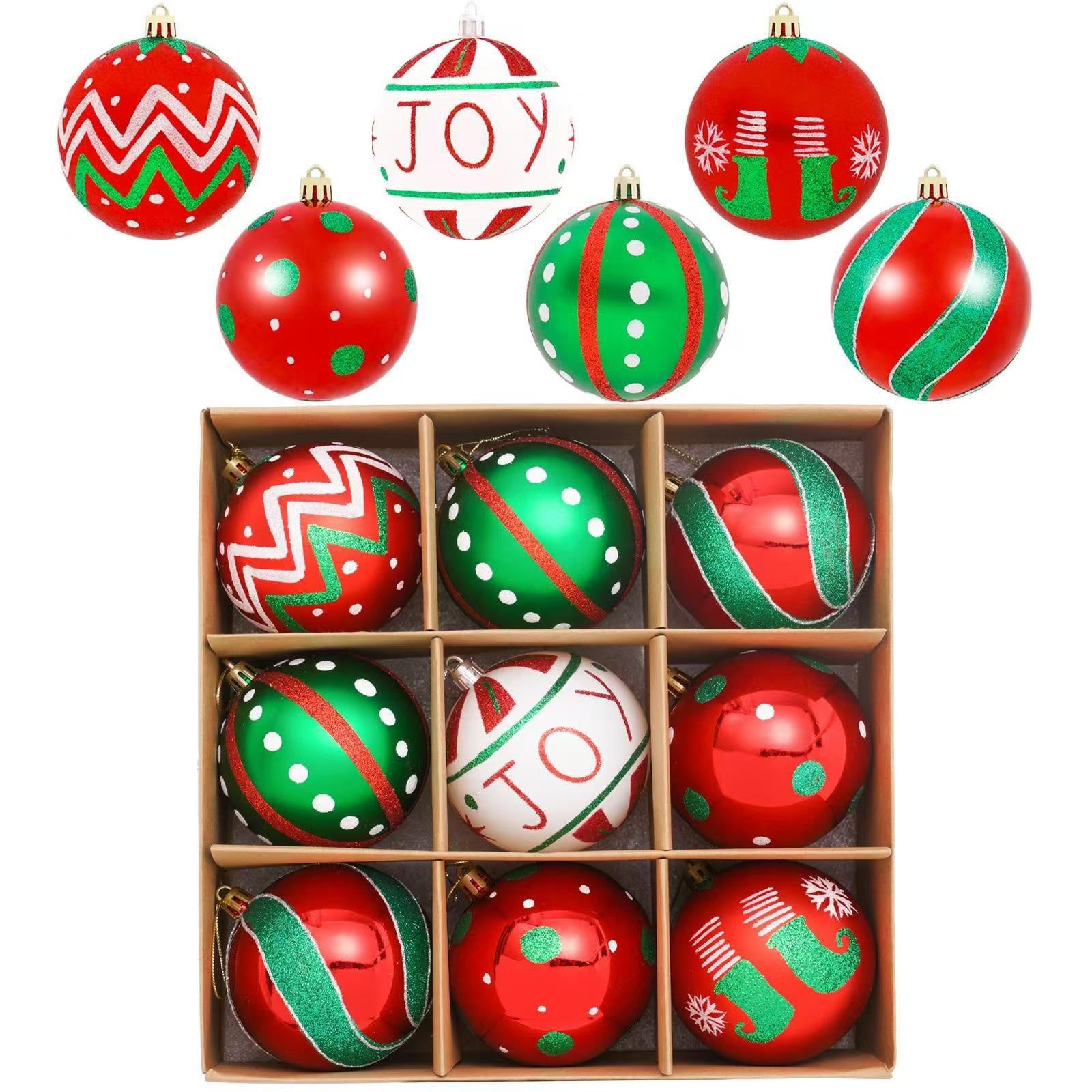 Holiday decorating scene with Christmas ball ornaments