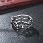 Close-up of thorn crown design on men's titanium steel ring
