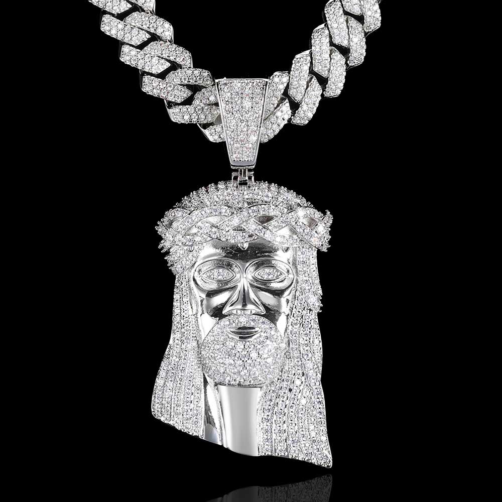 Jesus pendant on 24 inch twist chain - hip hop faith necklace
