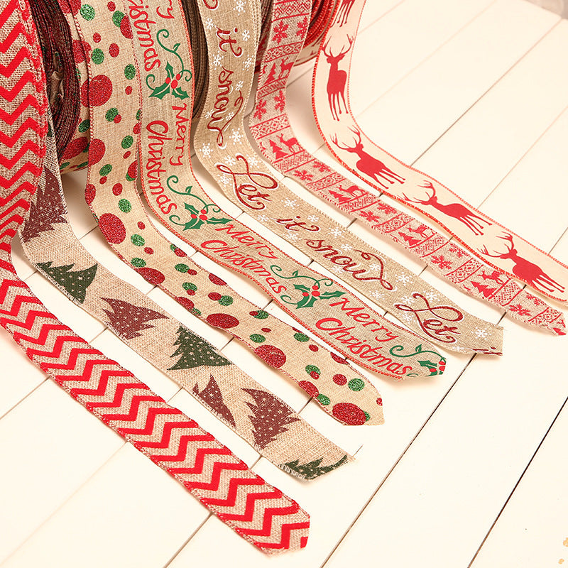 Christmas deer forest linen webbing decoration for holiday warmth