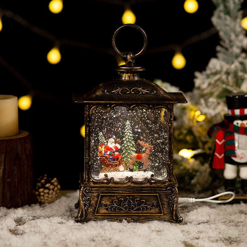 Christmas music box decoration for mantel or tabletop seasonal display