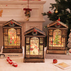 Set of four Christmas music box lamp styles on display