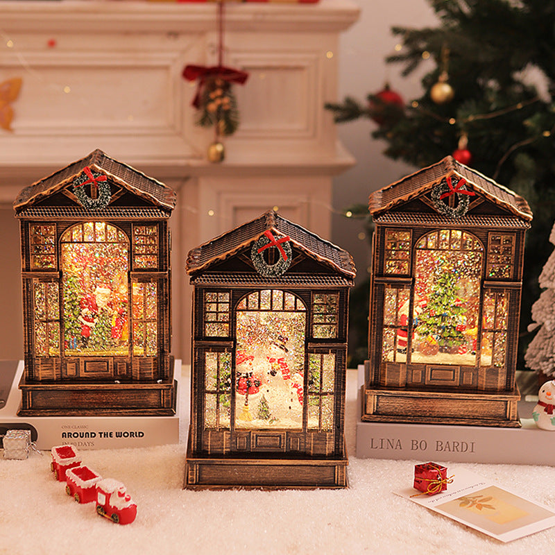 Set of four Christmas music box lamp styles on display