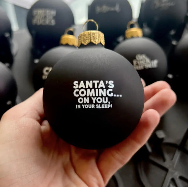 Black Christmas ornament with funny holiday design for festive tree decor