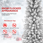 Full view of flocked pencil tree with natural lighting