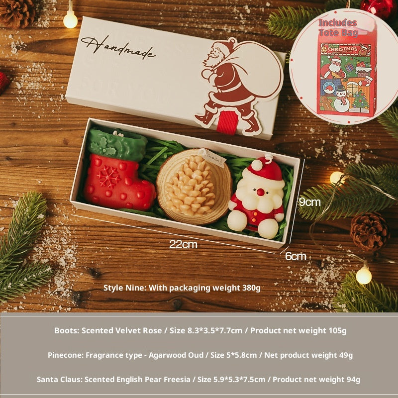 Cozy Christmas candle creating warm holiday atmosphere