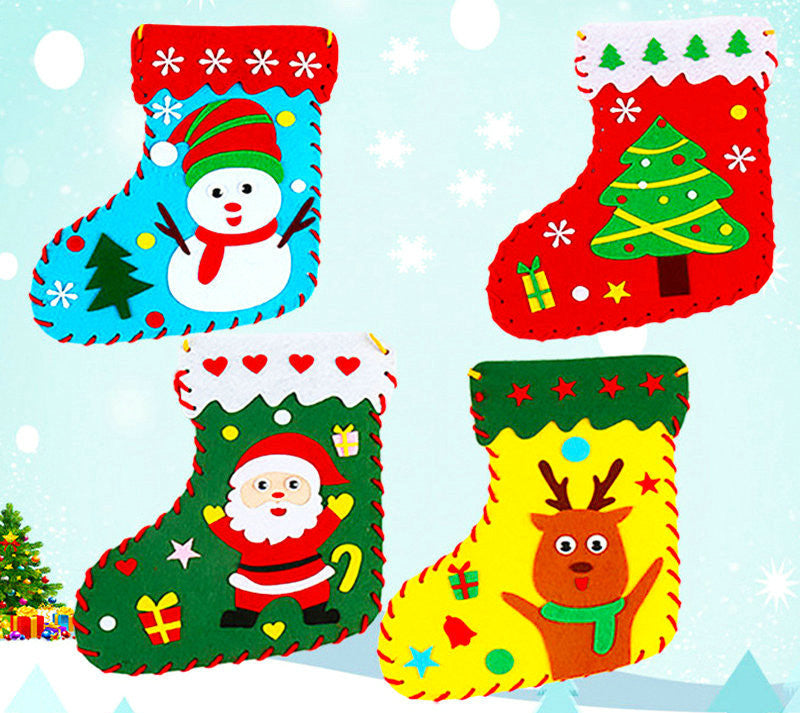 Colorful Christmas candy bags arranged in festive display