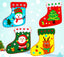 Colorful Christmas candy bags arranged in festive display