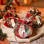 Compact red fabric Christmas tote bag decoration flat view