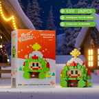 Festive Christmas building blocks with snowman theme in color box packaging