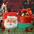 Clear acrylic Christmas gift box featuring red and green holiday theme