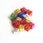 Set of colorful Christmas tree ornaments arranged in festive display for holiday home decor