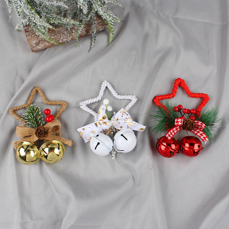 Set of colorful star bell ornaments in red gold and white for holiday decorating