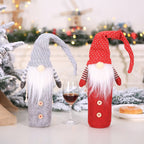 Cozy wool non-woven fabric wine bottle cover with Christmas hat accessory