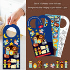 Cartoon style Christmas door hanging backgrounds for children's nativity display