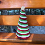 Soft cotton thread green Christmas tree ornament close-up detail