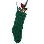 Close-up of embroidered detail on knitted Christmas stocking gift bag