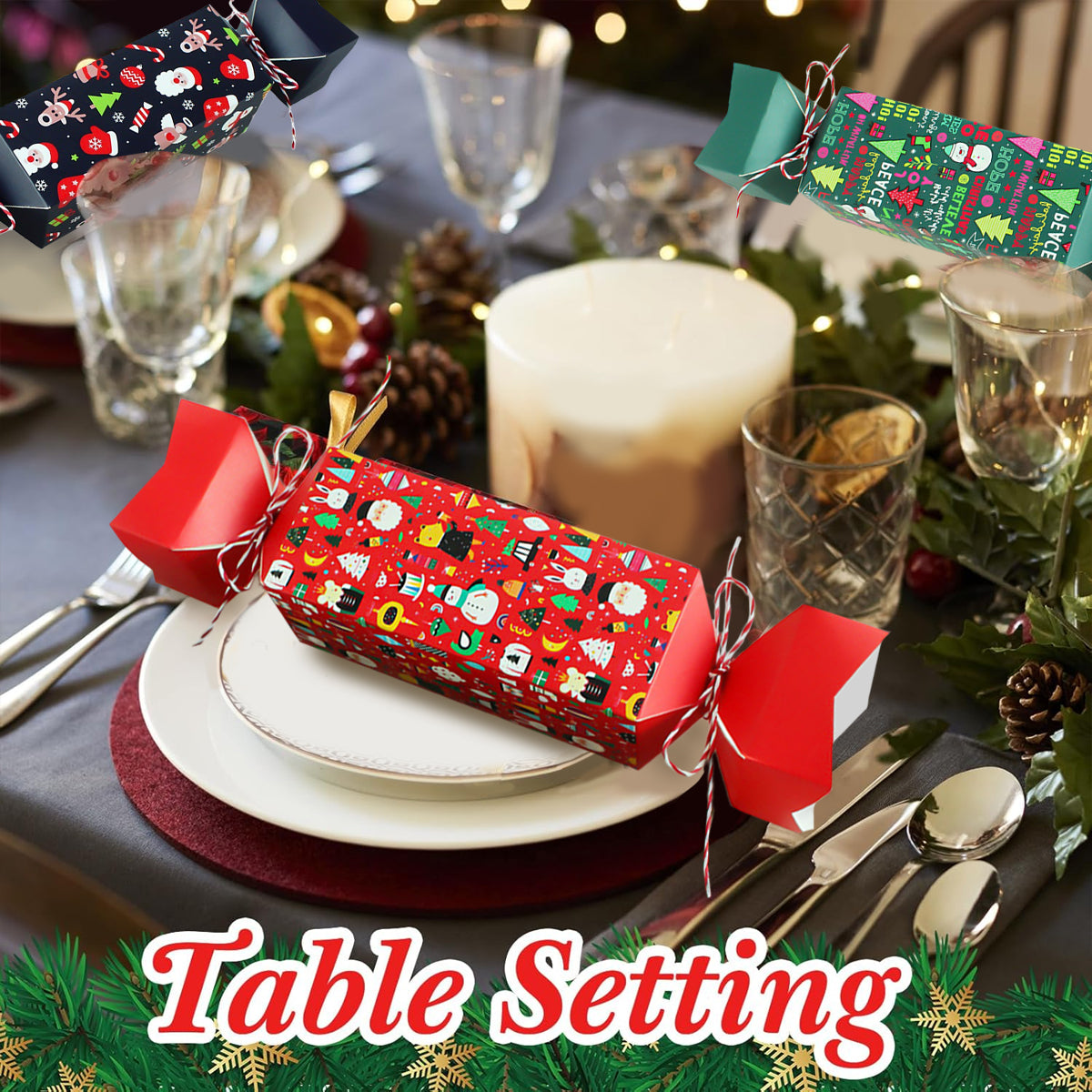 Festive paper candy containers for Christmas party favors