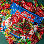 Festive candy cane collection in holiday colors