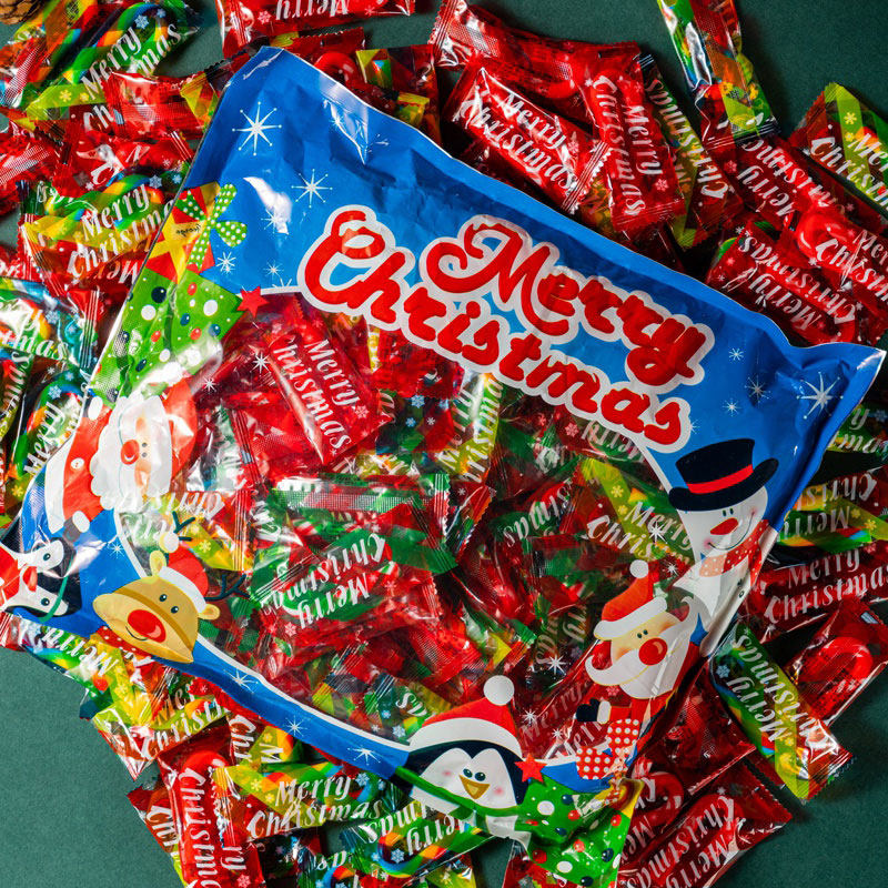 Festive candy cane collection in holiday colors