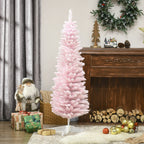 Slim pencil-shaped pink Christmas tree for small spaces and cozy homes