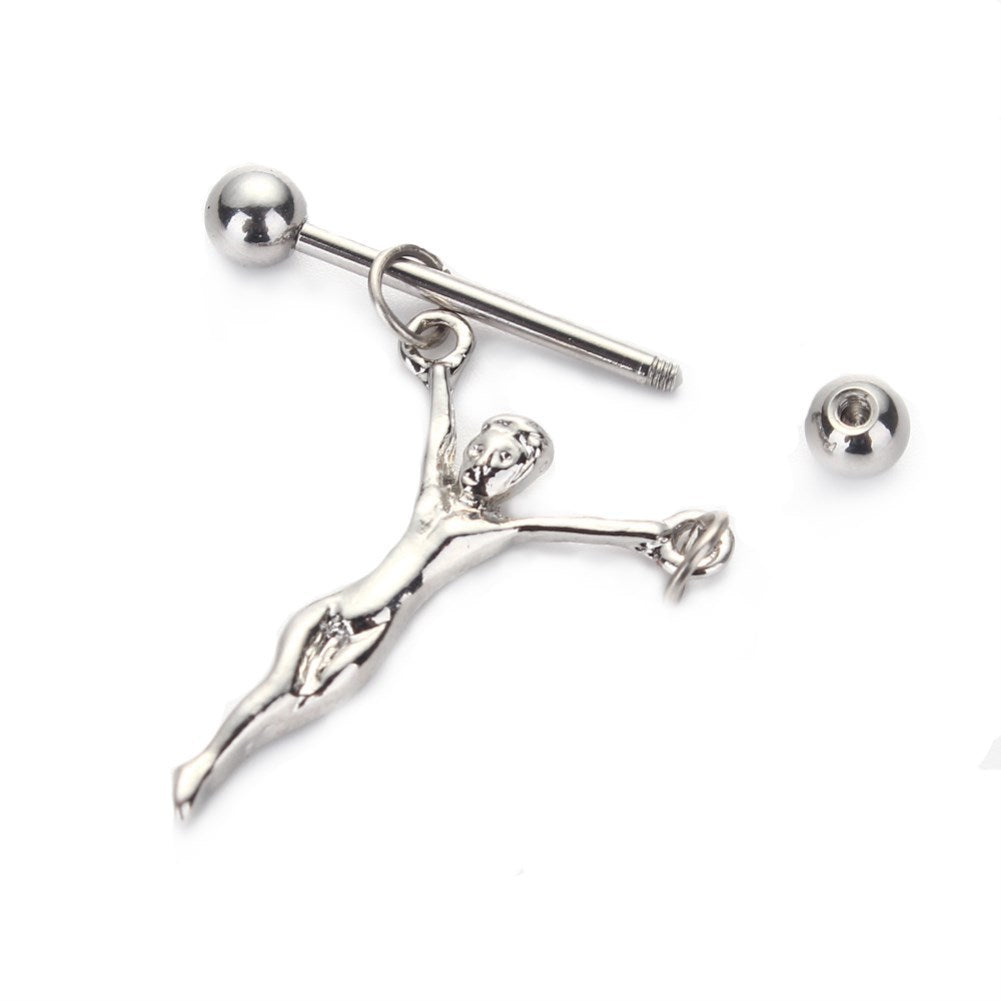 316 stainless steel Jesus faith nipple ring display