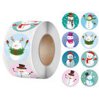 Holiday gift boxes decorated with Christmas stickers ready for giving