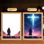 Faith-inspired decorative painting with gentle LED lighting effect