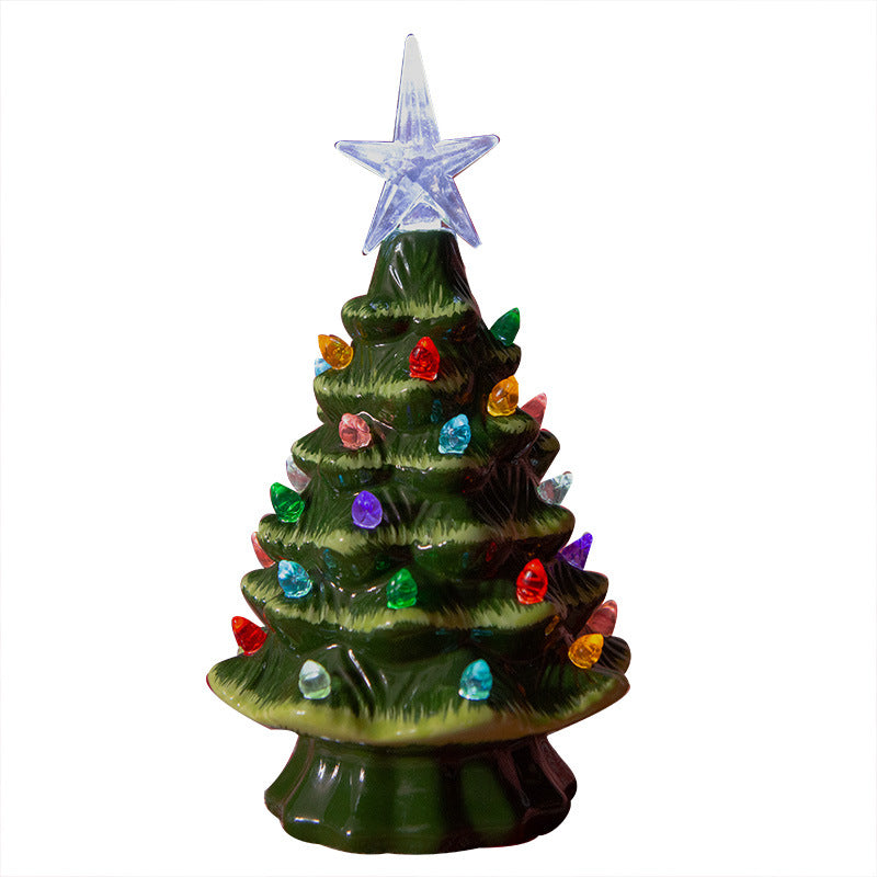 White ceramic star lantern Christmas ornament displayed on tree