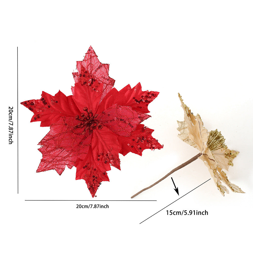 Festive Christmas decor featuring glitter flower arrangement on holiday table setting