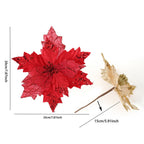 Festive Christmas decor featuring glitter flower arrangement on holiday table setting