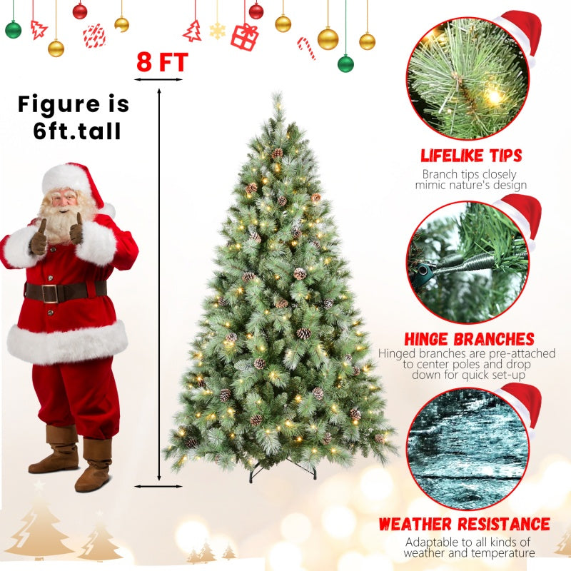 Artificial PVC Christmas tree branches showing detail of hard needle construction and pine cones