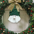 Cotton Christmas tree pendant with red and green yarn accents