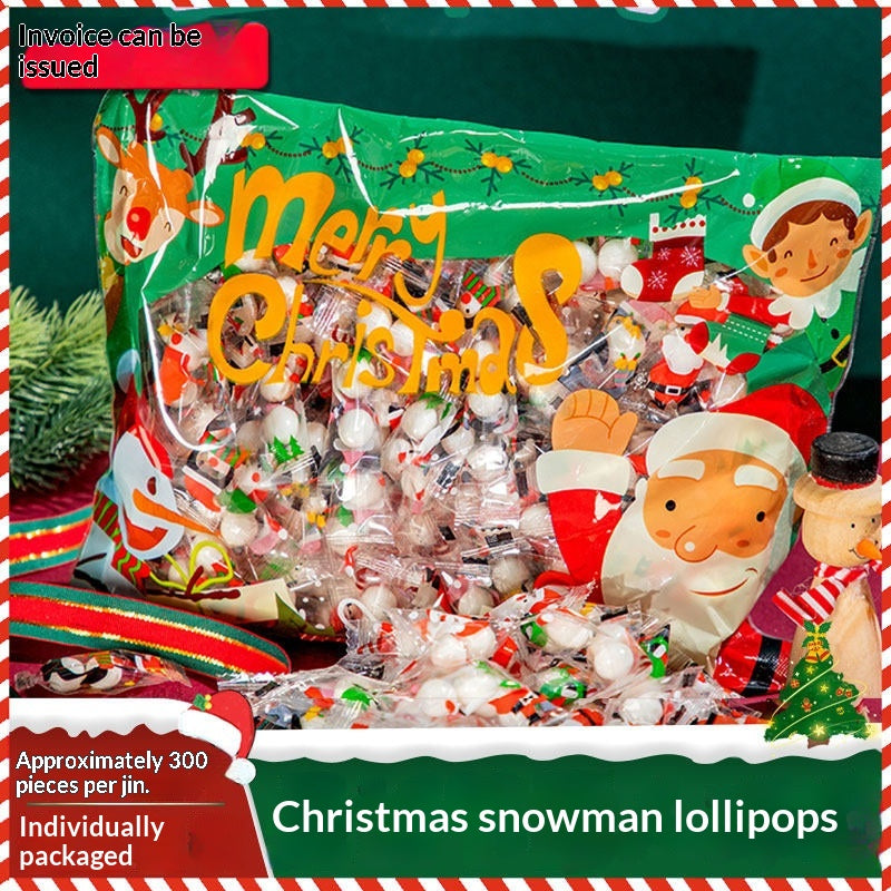 Christmas candy gift box with assorted lollipops and marshmallows